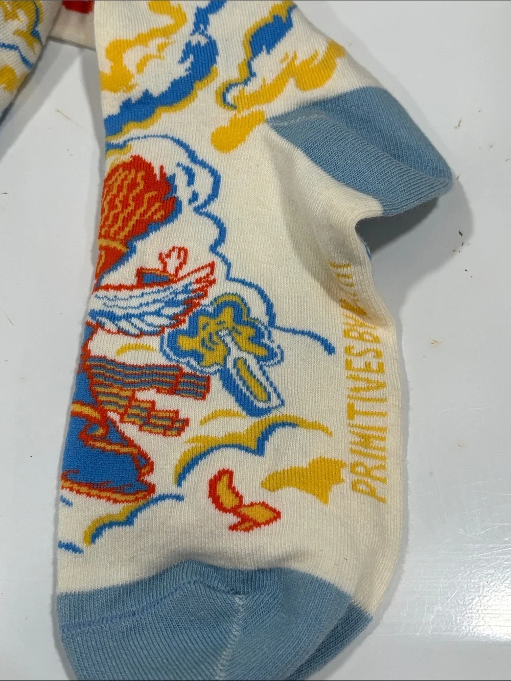 Primitives by Katy  'I Think My Guardian Angel Drinks' Crew Socks NWT